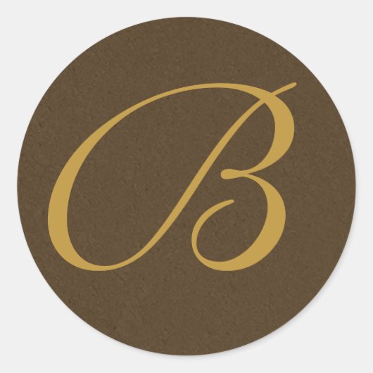 bruin en goud Monogrammed Envelope Seals Ronde Sticker (Voorkant)