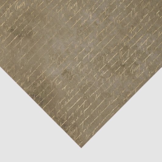 Bruin en Goud Script Tissuepapier (Detail)