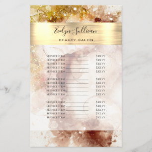 Bruin en Goud Waterverf prijslijst Flyer