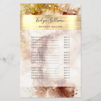 Bruin en Goud Waterverf prijslijst Flyer