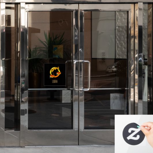 Bruin en goud Weegschaal sterrenbeeld zwart Raamsticker (Kantoordeur)