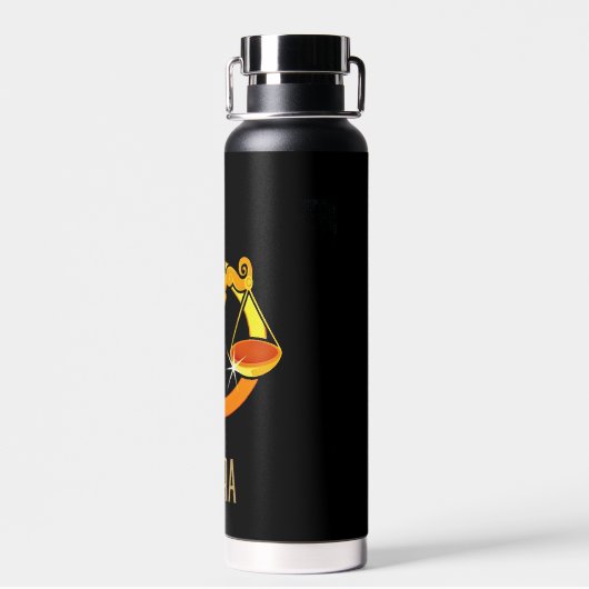 Bruin en goud Weegschaal sterrenbeeld zwart Waterfles (Achterkant)