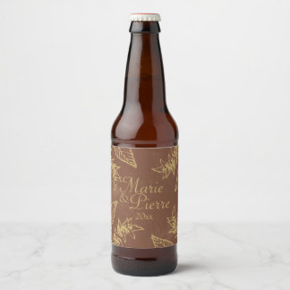 Bruin- en goudbladerbladeren bier etiket