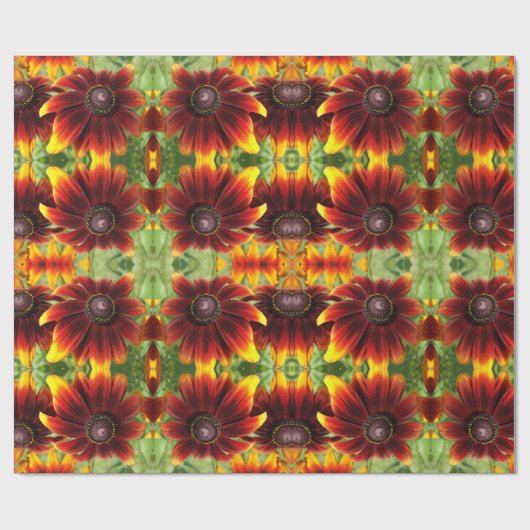 Bruin en Gouden Bloem Glanzend Verpakkend Document Cadeaupapier (Vlak)