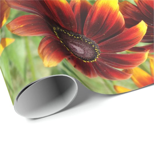 Bruin en Gouden Bloem Glanzend Verpakkend Document Cadeaupapier (Rol Hoek)