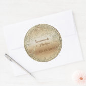 Bruin en gouden bruiloft ronde sticker (Envelop)
