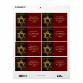 Bruin en Gouden Ster van David adresetiketten Etiket (Full Sheet)