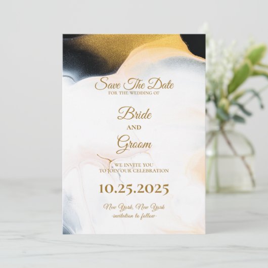 Bruin en gouden Waterverf Sla de datumkaart op Kaart (Staand voorkant)