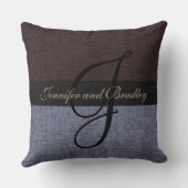 Bruin en grijs Elegant Monogram Wedding Kussen (Achterkant)