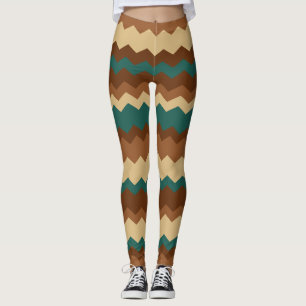 Bruin en groen najaar Zigzag Stripe Leggings