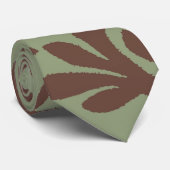 Bruin en Groen Plant Branches Stropdas (Opgerold)