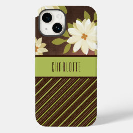 Bruin en groene  bloemen telefoontas Case-Mate iPhone 14 hoesje