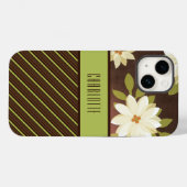 Bruin en groene bloemen telefoontas Case-Mate iPhone case (Achterkant (horizontaal))