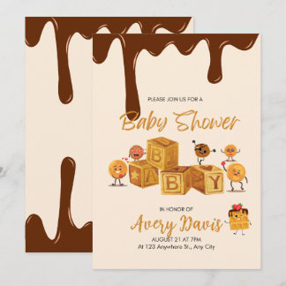 Bruin en honing Chocolade Dessert Baby shower Kaart