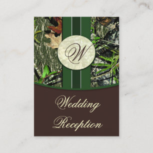 Bruin- en Hunter Green Camo Wedding Reception Card Informatiekaartje