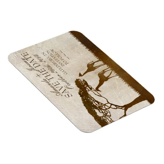 Bruin en Ivoor Afrikaans Giraffe Save The Date Magneet (Rechterzijde)