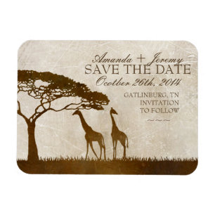 Bruin en Ivoor Afrikaans Giraffe Save The Date Magneet
