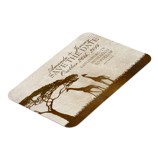 Bruin en Ivoor Afrikaans Giraffe Save The Date Magneet (Linkerzijde)