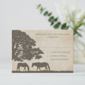 Bruin en Ivory  Paard Boerderij Wedding rsvp (Staand voorkant)