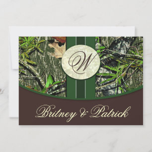 Bruin- en jager-groene Camo Wedding-uitnodigingen Kaart