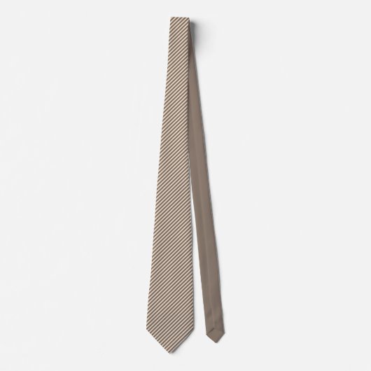 Bruin en Khaki Thin Stripes Stropdas (Voorkant)