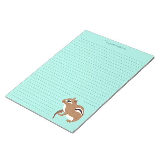 Bruin en Mint Green Chipmunk Lovers Personalized Notitieblok (Schuin)