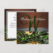 Bruin en Mossy Green Camo Wedding Invitations Kaart (Voorkant / Achterkant)