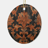 Bruin en Oranje Damask Pattern Keramisch Ornament (Links)