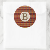 Bruin en Oranje Pset Kraft Rustic Monogram Initiaa Ronde Sticker (Tas)
