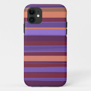 Bruin en Paars Abstract bandpatroon iPhone 11 Hoesje