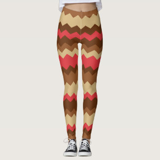 Bruin en rood Autumn Zig Zag Striped Leggings