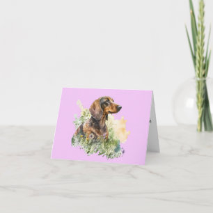 Bruin en rood Dachshund Floral elke gelegenheid Ka Kaart
