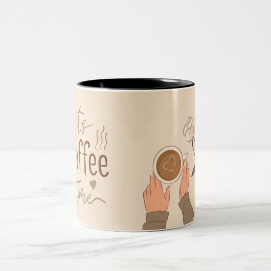 Bruin en roomesthetisch Het is koffie-tijd-Mok Tweekleurige Koffiemok (Center)