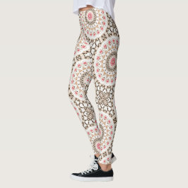 Bruin en Roos Roze Mandala Patroon Leggings