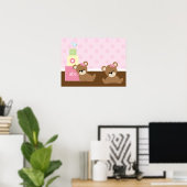 Bruin en Roze Beren Kinder wandbekleding Poster (Thuiskantoor)
