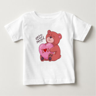 Bruin en Roze Illustratief Beer Liefde T-Shirt