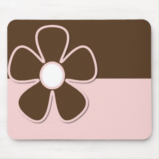 Bruin en roze met Daisy Flower Mousepad Muismat (Voorkant)
