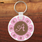Bruin en Roze Monogram A Sleutelhanger (Voorkant)