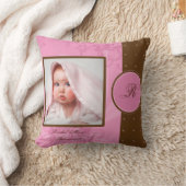 Bruin en Roze Monogram Baby Foto Keepomwille Pillo Kussen (Deken)