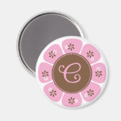Bruin- en Roze Monogram C Magneet (Voorkant / Achterkant)