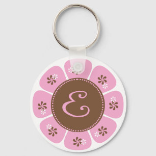 Bruin en Roze Monogram E Sleutelhanger