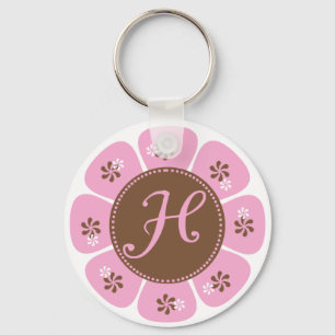 Bruin en Roze Monogram H Sleutelhanger