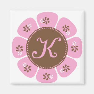 Bruin en Roze Monogram K Magneet