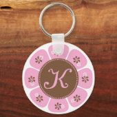 Bruin en Roze Monogram K Sleutelhanger (Voorkant)