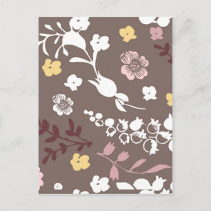 Bruin en Roze  Romantic Floral Pattern Briefkaart