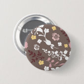 Bruin en Roze Romantic Floral Pattern Ronde Button 5,7 Cm (Voorkant /achterkant)