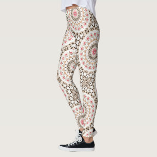Bruin en Roze Roze Mandala Patroon Leggings