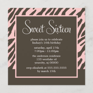 Bruin en roze Zebra Pattern Kaart