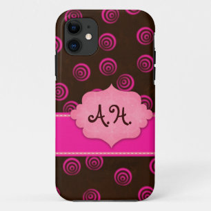 Bruin en Roze Zwirly Meisjes iPhone 5 Hoesje