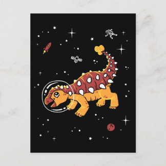 Bruin en Tan Ankylosaurus Dinos in de ruimte Briefkaart